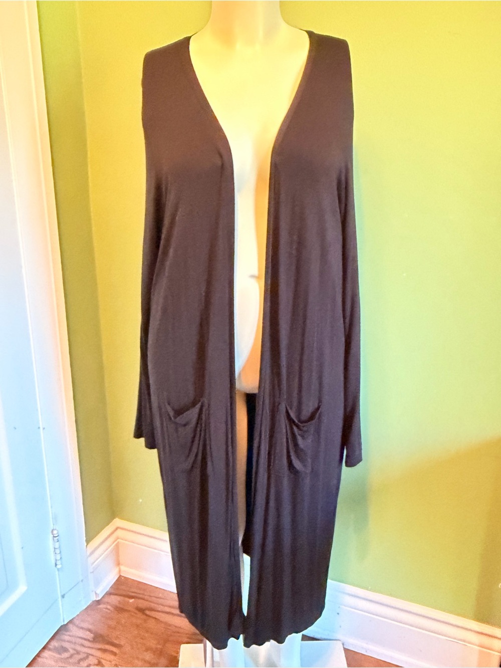 Torrid Super Soft Long Open-Front Black Cardigan with Pockets Size 1